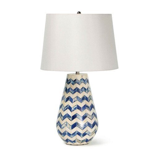 Bone and indigo coastal lamp